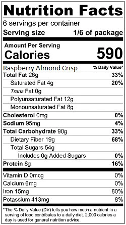 Raspberry-Almond Crisp nutrition label